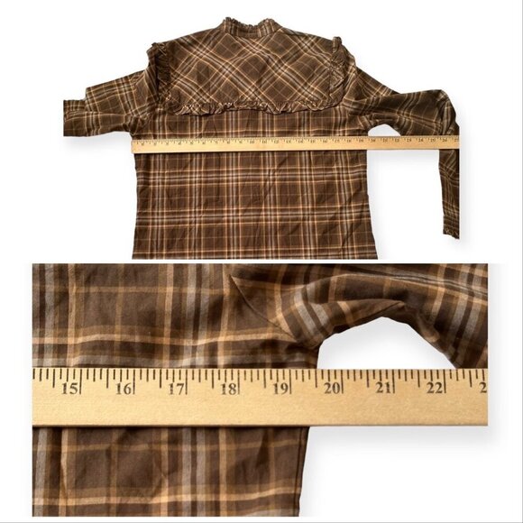 Nili Lotan Brown Plaid Celina Blouse, New With Tag, Size S - Picture 13 of 15